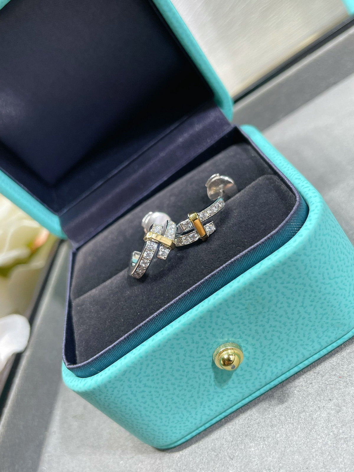 [Corinne]EDGE DIAMOND PINK GOLD EARRINGS