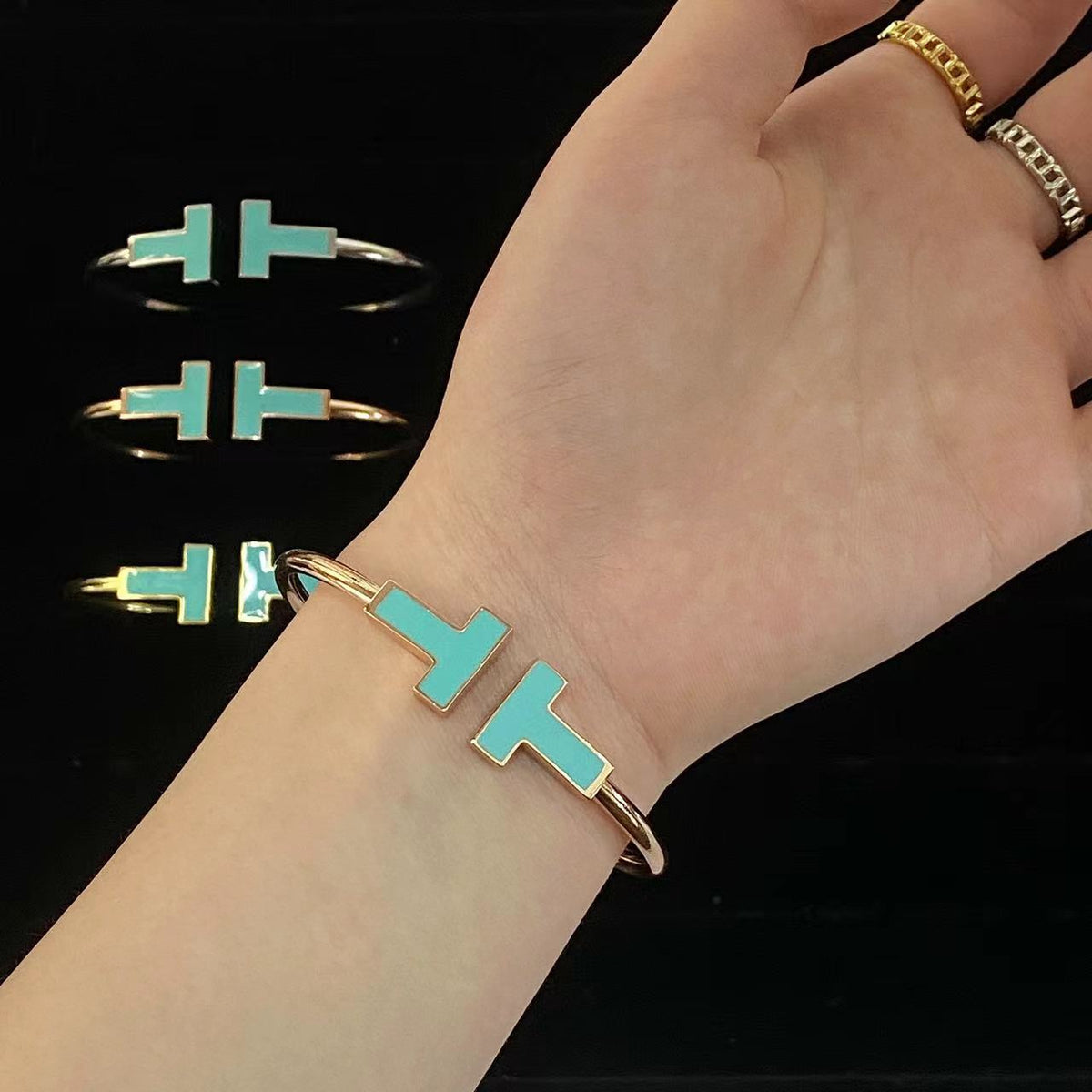 [Corinne]T WIDE TURQUOISE OPEN BRACELET