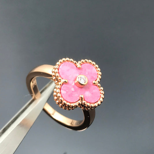 [⭐Corinne]CLOVER RHODONITE ROSE GOLD RING