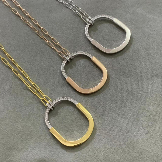 [Corinne]LOCK DIAMOND NECKLACE