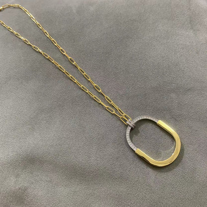 [Corinne]LOCK DIAMOND NECKLACE