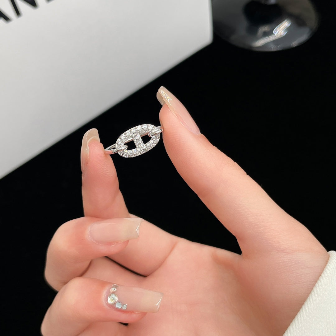 [⭐Corinne]RONDE SMALL SILVER DIAMOND RING