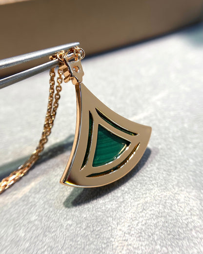 [⭐Corinne]DREAM MALACHITE DIAMOND PAVED PINK GOLD NECKLACE