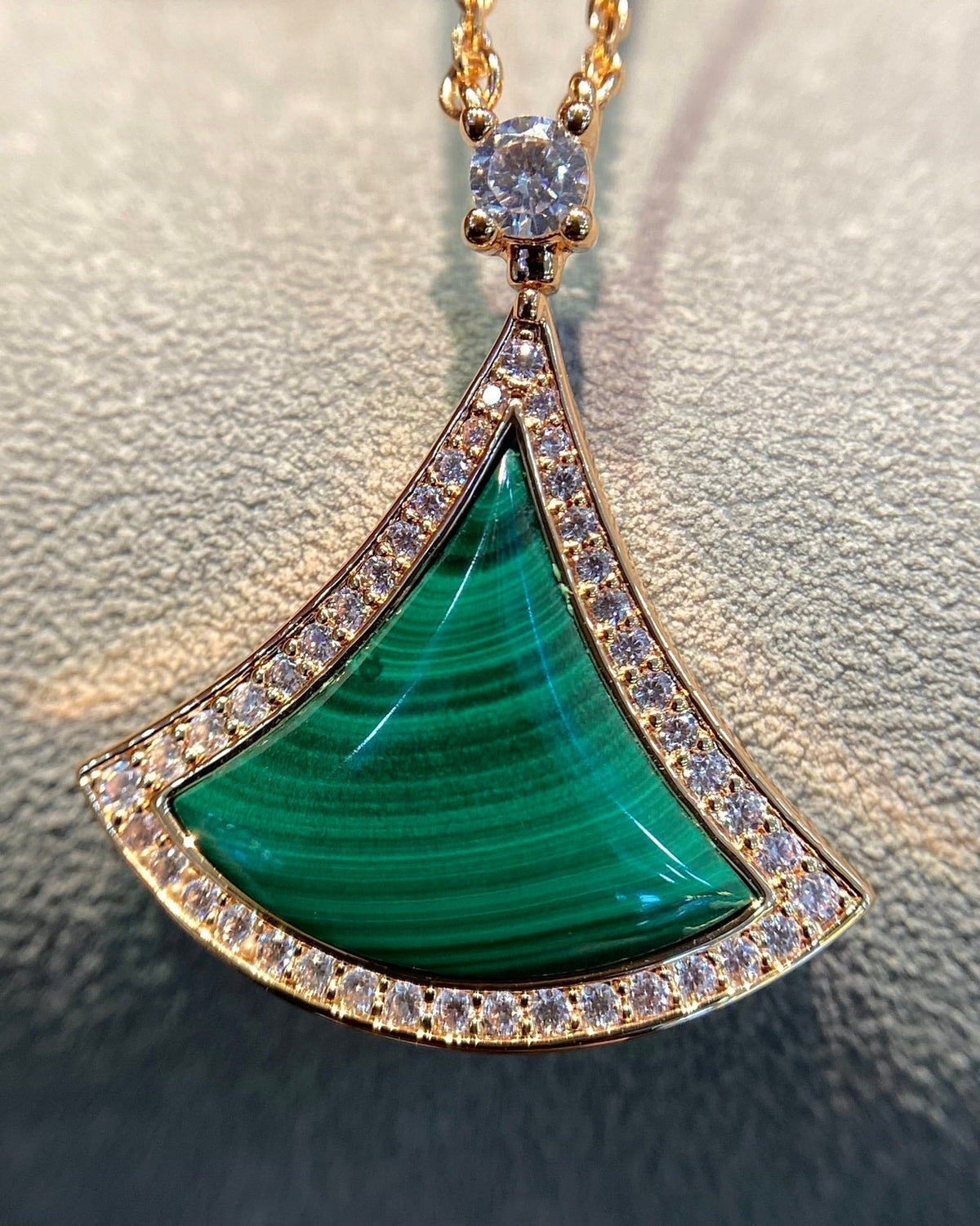 [⭐Corinne]DREAM MALACHITE DIAMOND PAVED PINK GOLD NECKLACE
