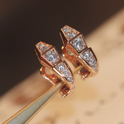 [⭐Corinne]SERPENT PINK GOLD DIAMOND EARRINGS