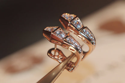 [⭐Corinne]SERPENT PINK GOLD DIAMOND EARRINGS