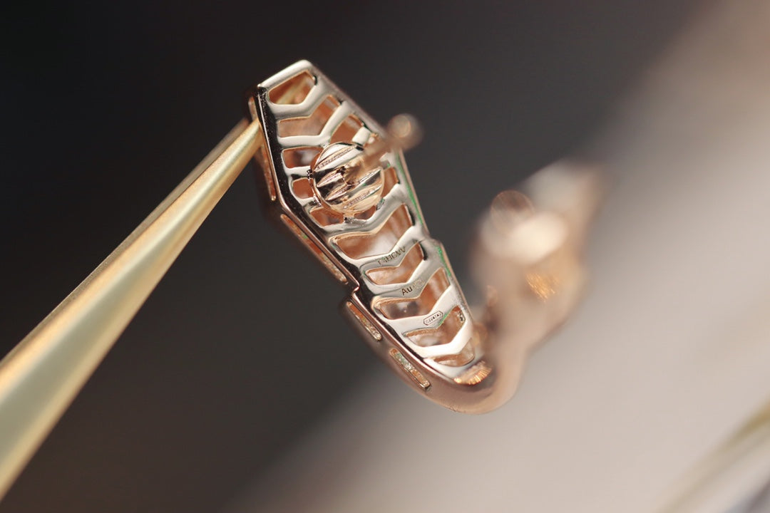 [⭐Corinne]SERPENT PINK GOLD DIAMOND EARRINGS