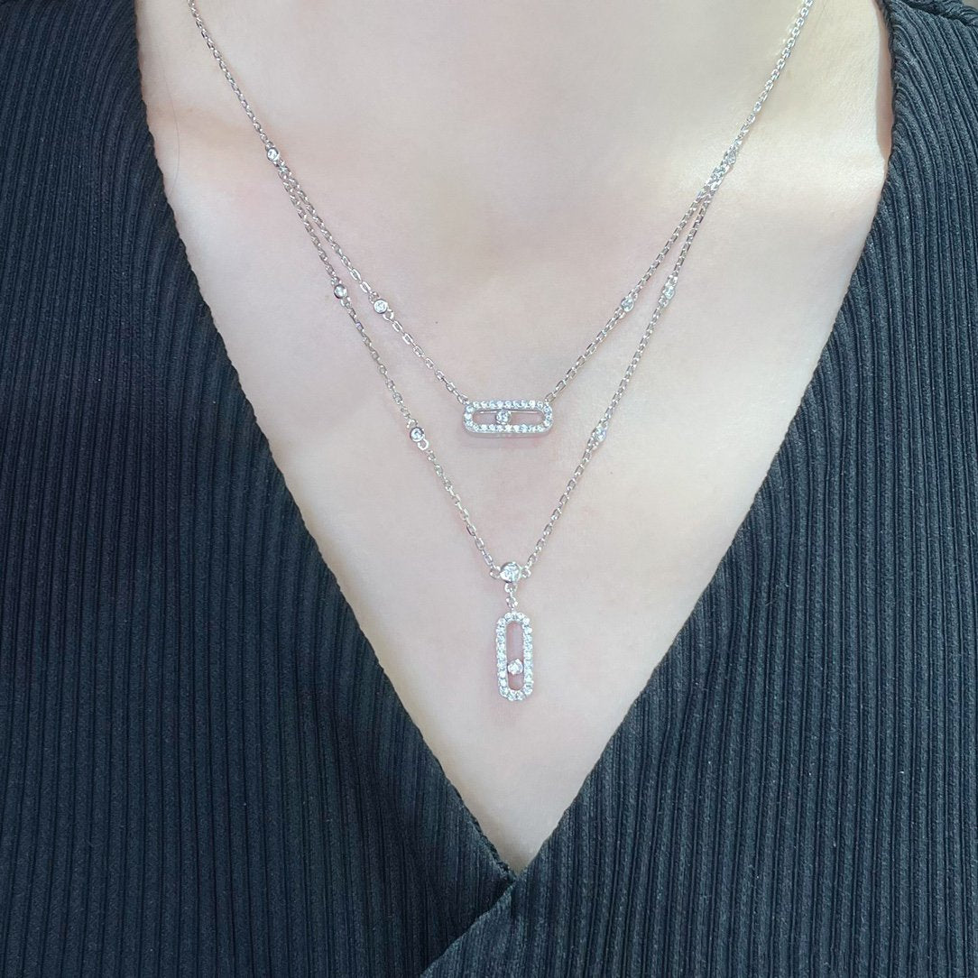 [⭐Corinne]MOVE 2 ROW DIAMOND NECKLACE