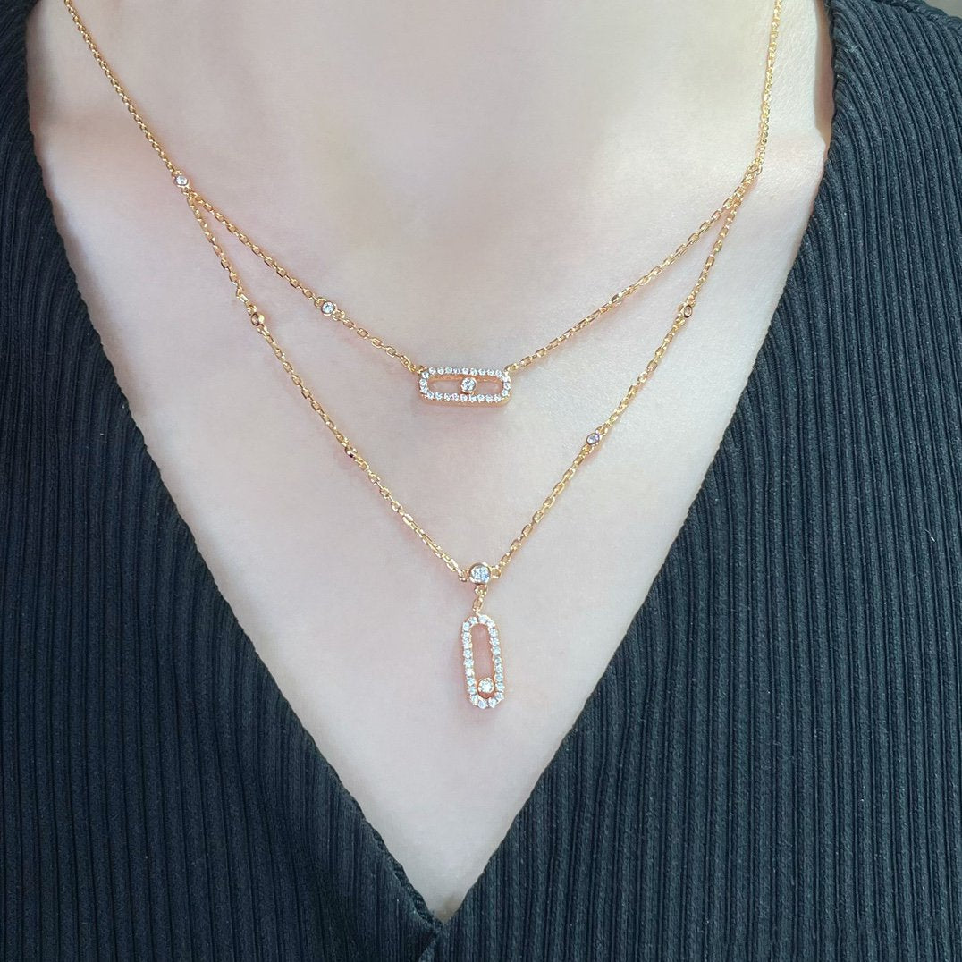 [⭐Corinne]MOVE 2 ROW DIAMOND NECKLACE