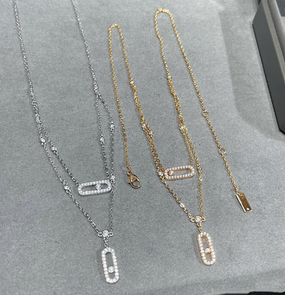 [⭐Corinne]MOVE 2 ROW DIAMOND NECKLACE