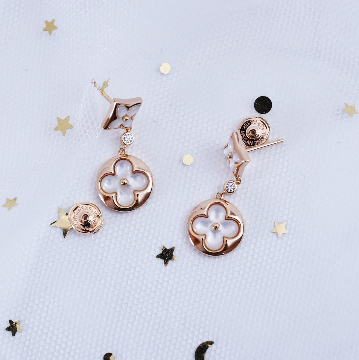 [⭐Corinne]STAR AND SUN PINK GOLD MOP DROP EARRINGS