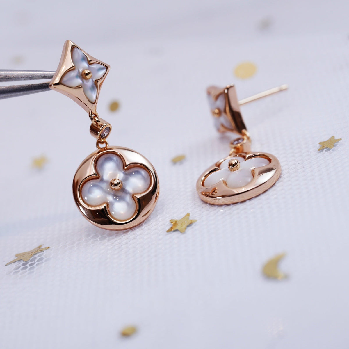 [⭐Corinne]STAR AND SUN PINK GOLD MOP DROP EARRINGS