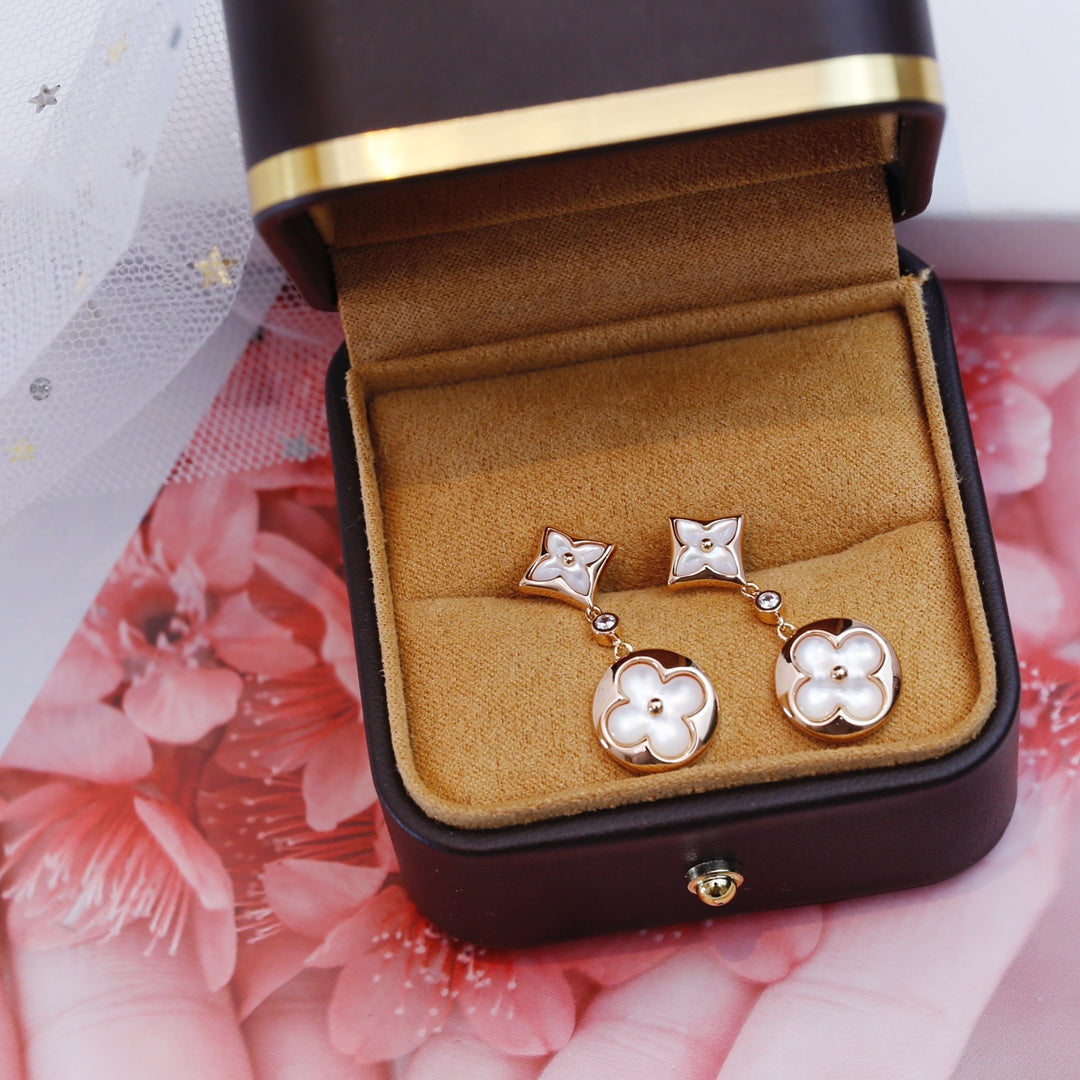 [⭐Corinne]STAR AND SUN PINK GOLD MOP DROP EARRINGS