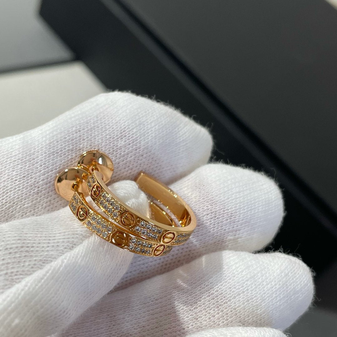 [⭐Corinne]LOVE DIAMOND PINK GOLD HOOP EARRINGS