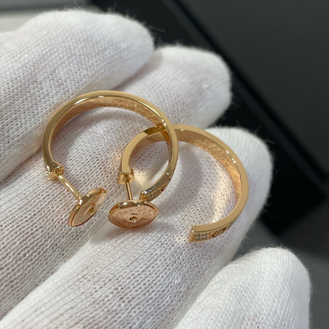 [⭐Corinne]LOVE DIAMOND PINK GOLD HOOP EARRINGS