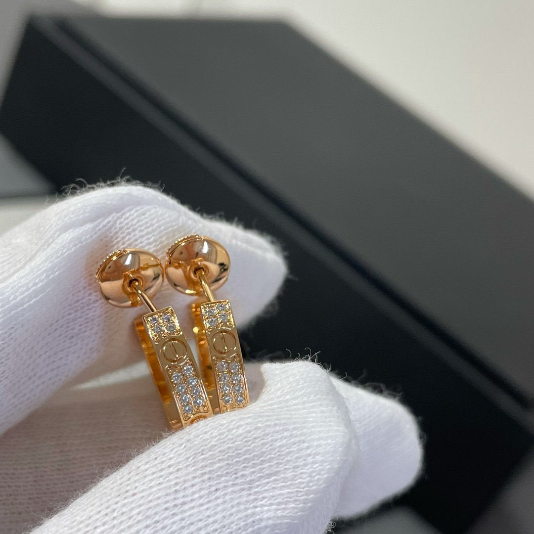 [⭐Corinne]LOVE DIAMOND PINK GOLD HOOP EARRINGS