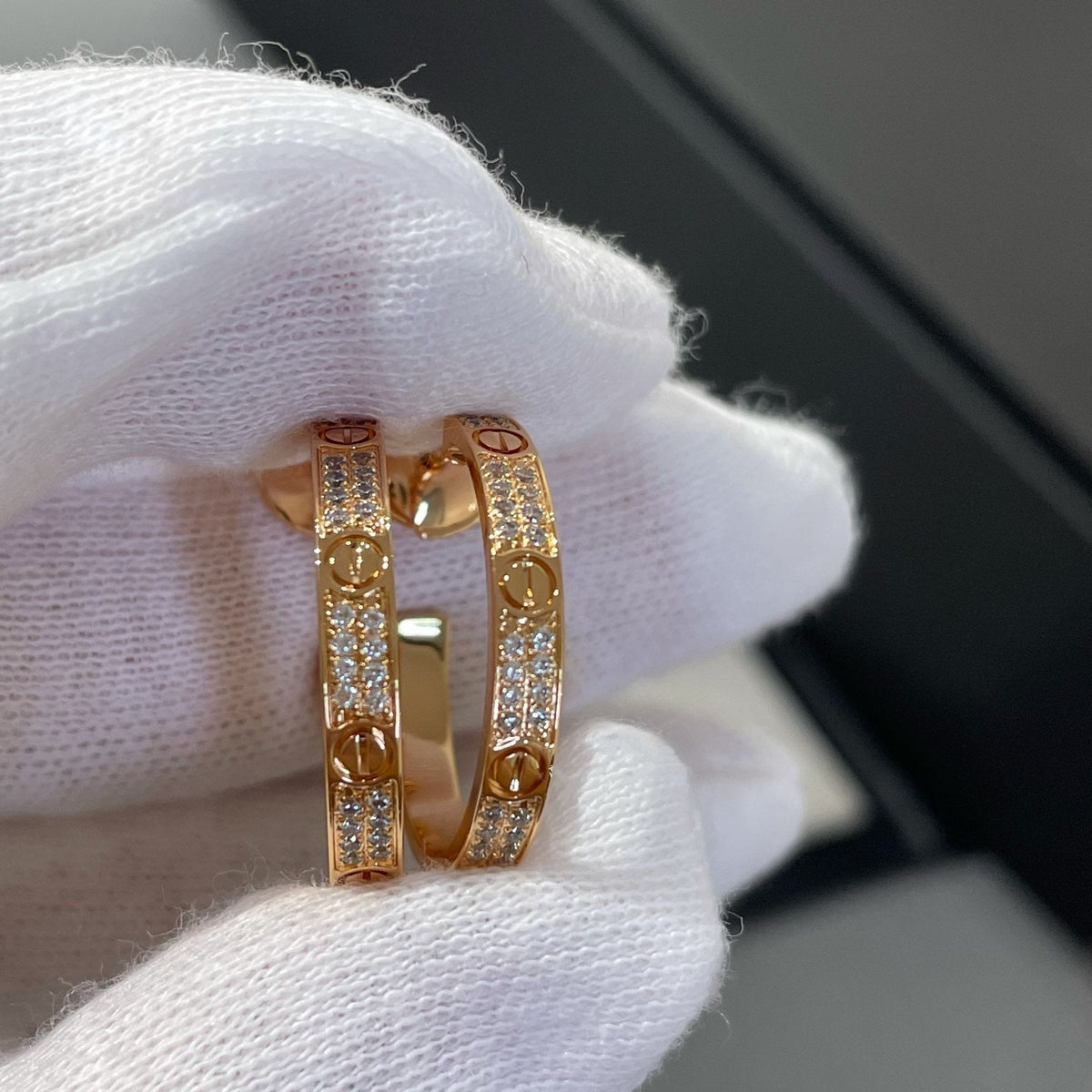 [⭐Corinne]LOVE DIAMOND PINK GOLD HOOP EARRINGS