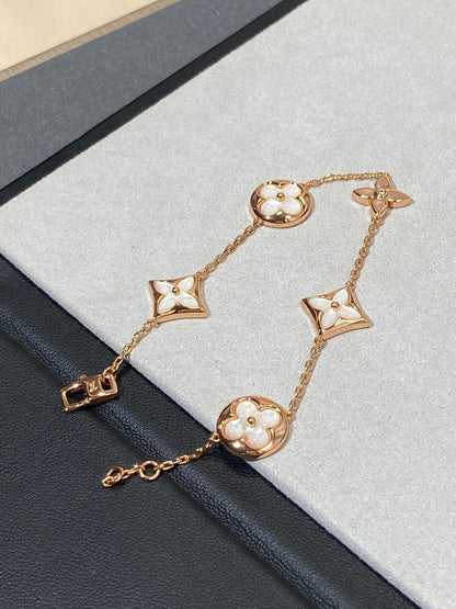 [⭐Corinne]STAR AND SUN 5 MOTIF MOP PINK GOLD BRACELET