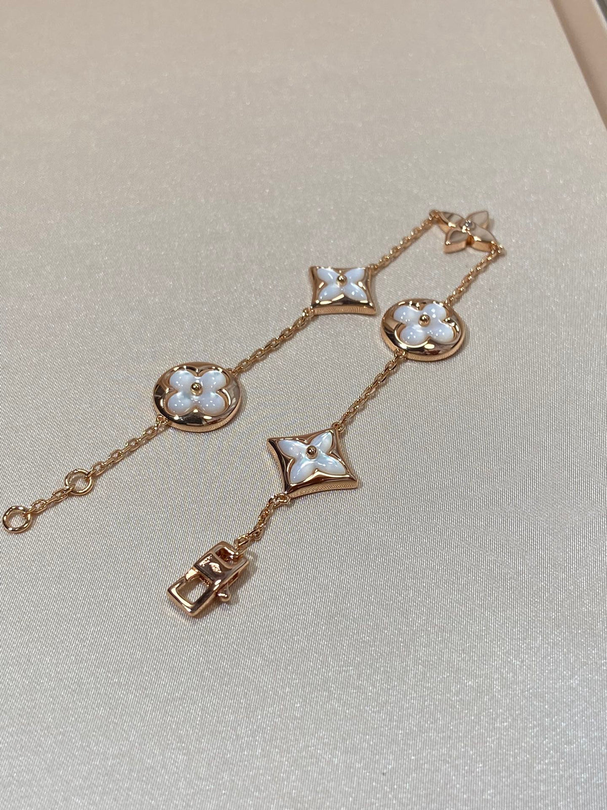 [⭐Corinne]STAR AND SUN 5 MOTIF MOP PINK GOLD BRACELET