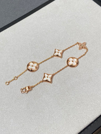 [⭐Corinne]STAR AND SUN 5 MOTIF MOP PINK GOLD BRACELET