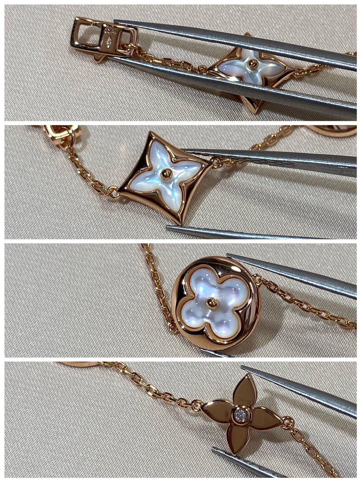 [⭐Corinne]STAR AND SUN 5 MOTIF MOP PINK GOLD BRACELET