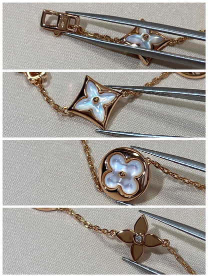 [⭐Corinne]STAR AND SUN 5 MOTIF MOP PINK GOLD BRACELET