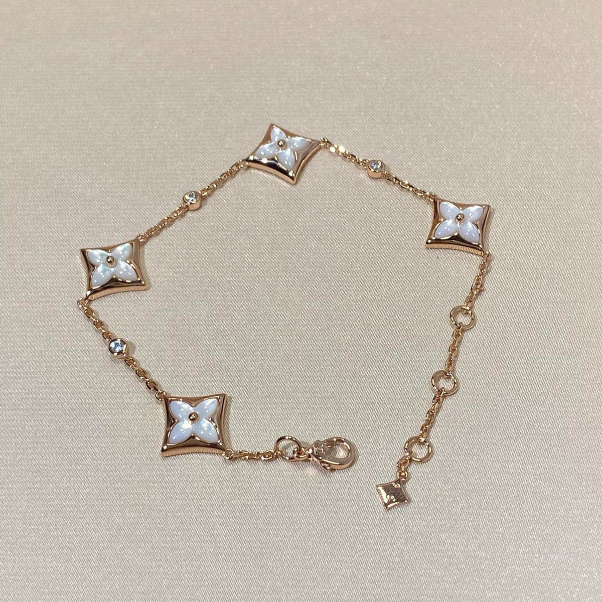 [⭐Corinne]STAR 4 MOTIF MOP DIAMOND PINK GOLD BRACELET