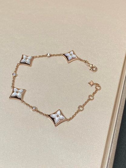 [⭐Corinne]STAR 4 MOTIF MOP DIAMOND PINK GOLD BRACELET