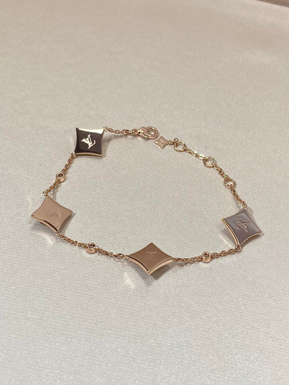 [⭐Corinne]STAR 4 MOTIF MOP DIAMOND PINK GOLD BRACELET