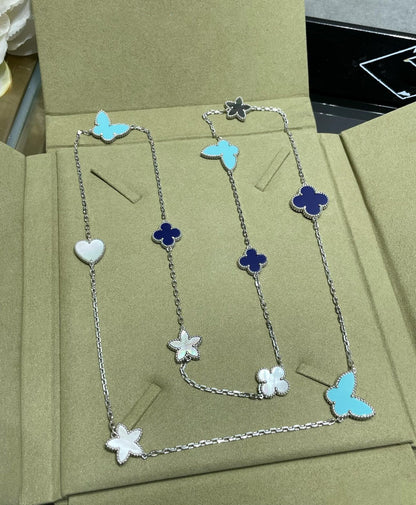 [⭐Corinne]LUCKY CLOVER SILVER 11 MOTIF NECKLACE