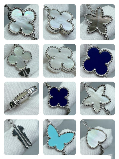 [⭐Corinne]LUCKY CLOVER SILVER 11 MOTIF NECKLACE
