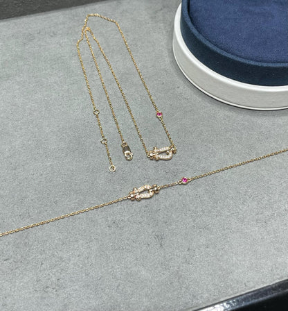 [⭐Corinne]FORCE 10 DIAMOND PINK GOLD NECKLACE