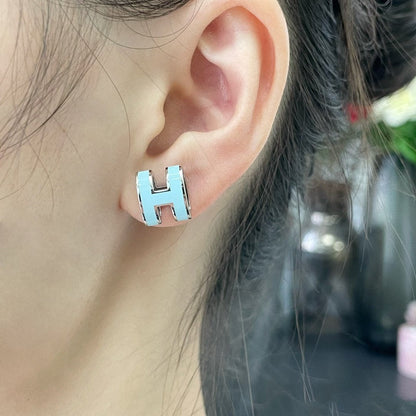 [⭐Corinne]POP H SKY BLUE STUD EARRINGS