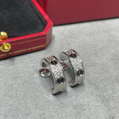 [⭐Corinne]LOVE CERAMIC DIAMOND PAVED SILVER EARRINGS