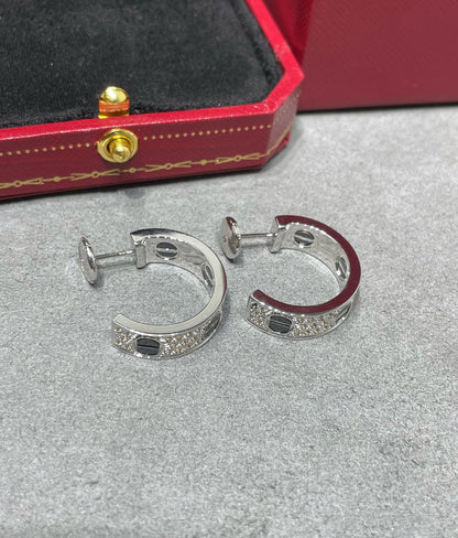 [⭐Corinne]LOVE CERAMIC DIAMOND PAVED SILVER EARRINGS