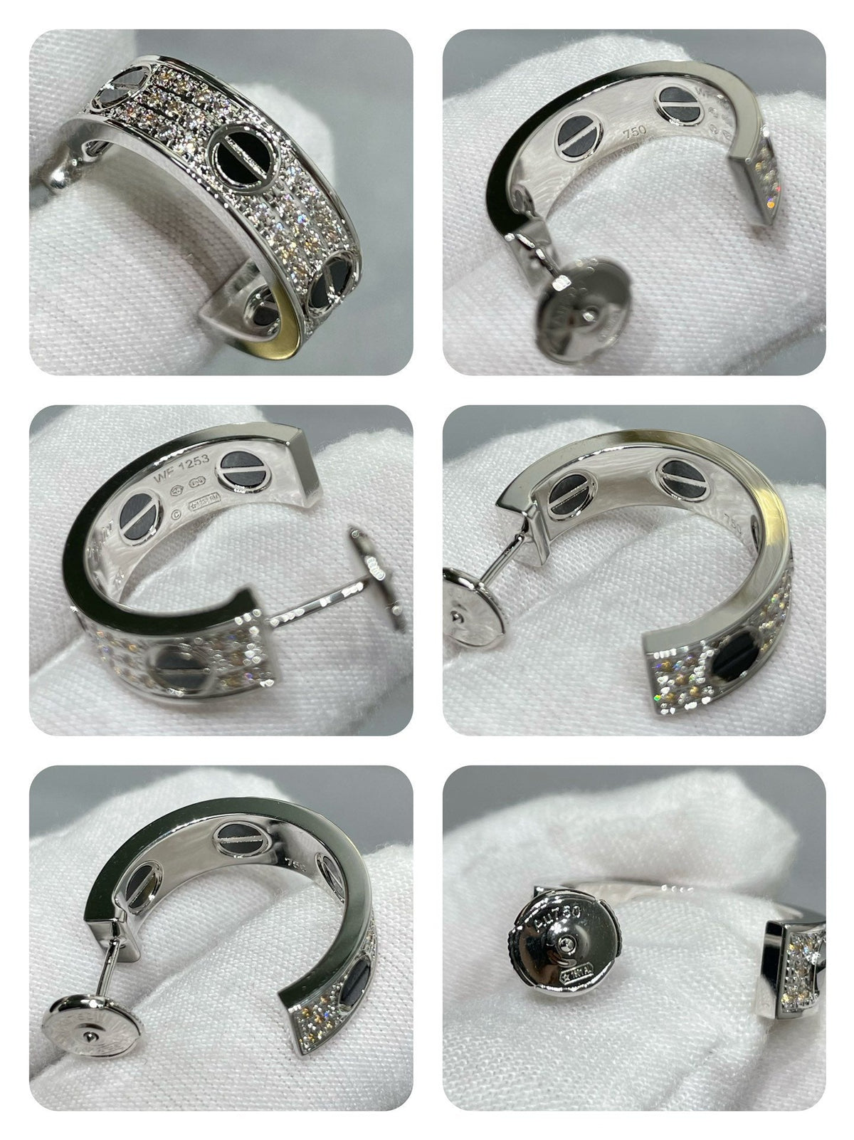 [⭐Corinne]LOVE CERAMIC DIAMOND PAVED SILVER EARRINGS