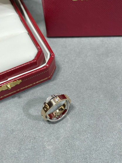 [⭐Corinne]LOVE PINK GOLD SILVER DIAMOND DOUBLE RING
