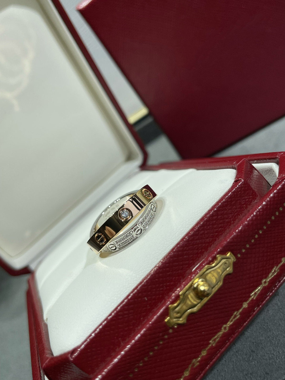[⭐Corinne]LOVE PINK GOLD SILVER DIAMOND DOUBLE RING