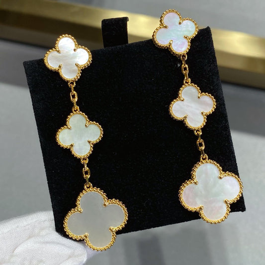 [⭐Corinne]CLOVER MOP 3 MOTIFS GOLD EARRINGS