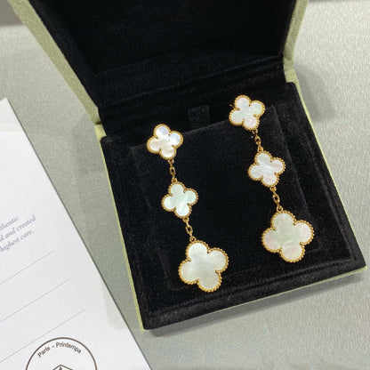 [⭐Corinne]CLOVER MOP 3 MOTIFS GOLD EARRINGS
