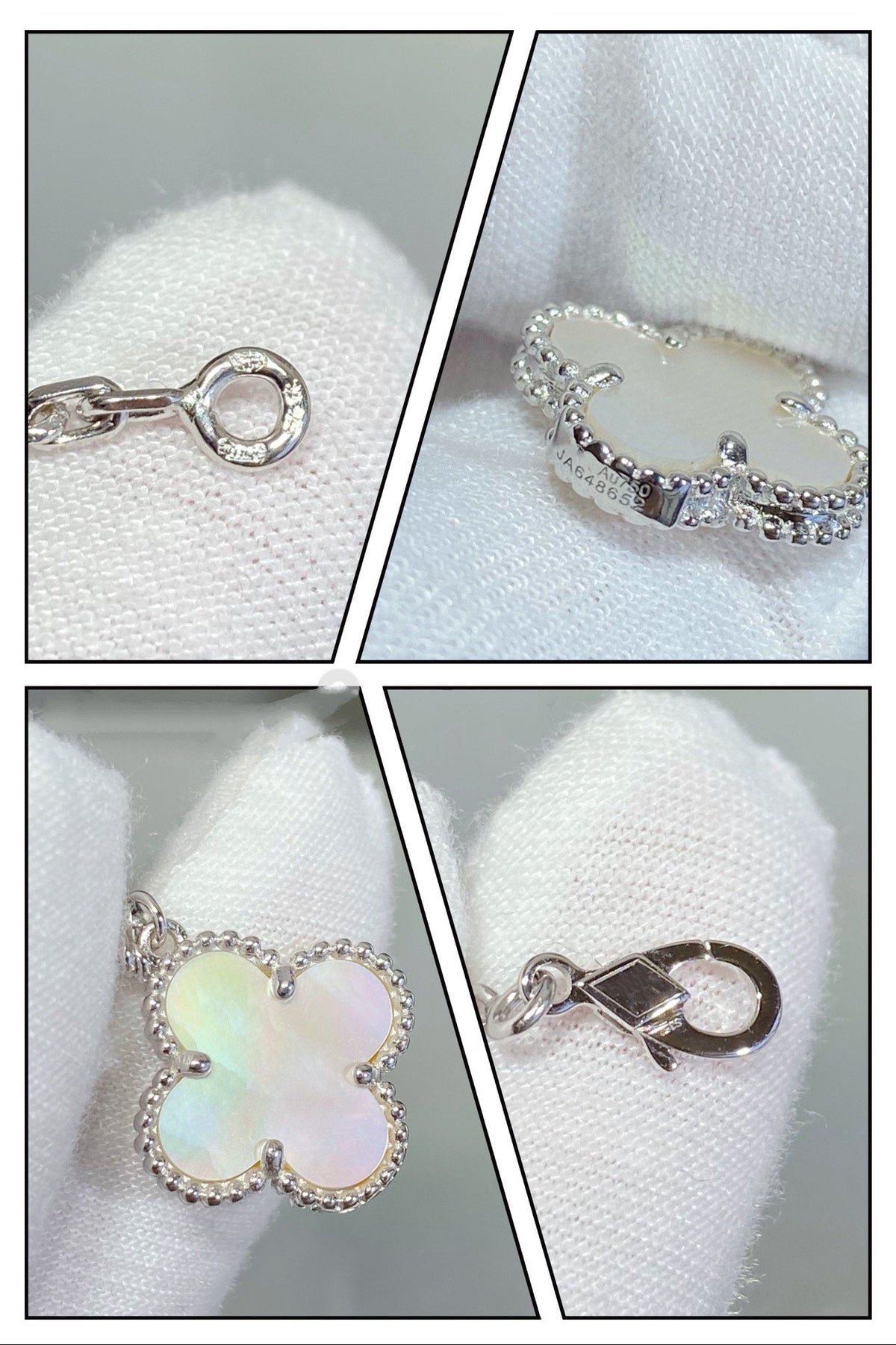 [⭐Corinne]CLOVER 5 MOTIF WHITE MOP SILVER BRACELET