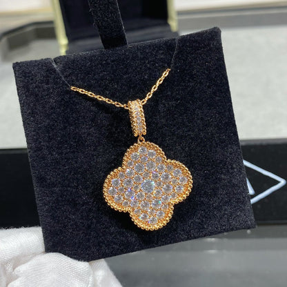 [⭐Corinne]CLOVER 25MM LARGE PEDANT DIAMOND PAVED LONG NECKLACE