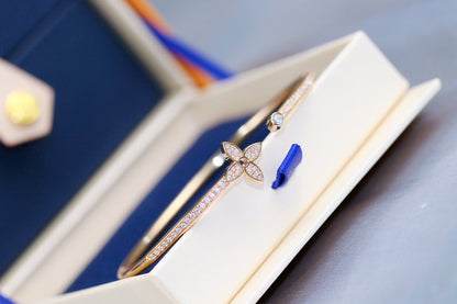[⭐Corinne]IDYLLE PINK GOLD OPEN BRACELET DIAMOND PAVED