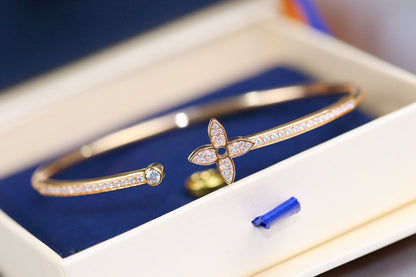 [⭐Corinne]IDYLLE PINK GOLD OPEN BRACELET DIAMOND PAVED
