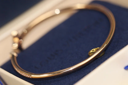 [⭐Corinne]IDYLLE PINK GOLD OPEN BRACELET DIAMOND PAVED