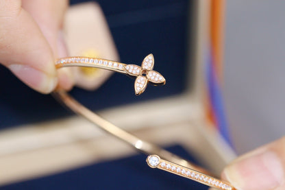 [⭐Corinne]IDYLLE PINK GOLD OPEN BRACELET DIAMOND PAVED