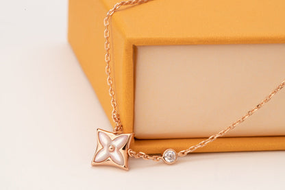 [⭐Corinne]STAR PINK MOP 1 DIAMOND PINK GOLD NECKLACE