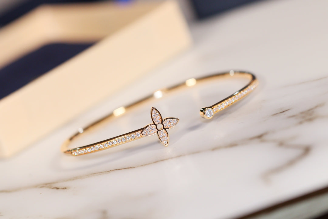 [⭐Corinne]IDYLLE GOLD OPEN BRACELET DIAMOND PAVED