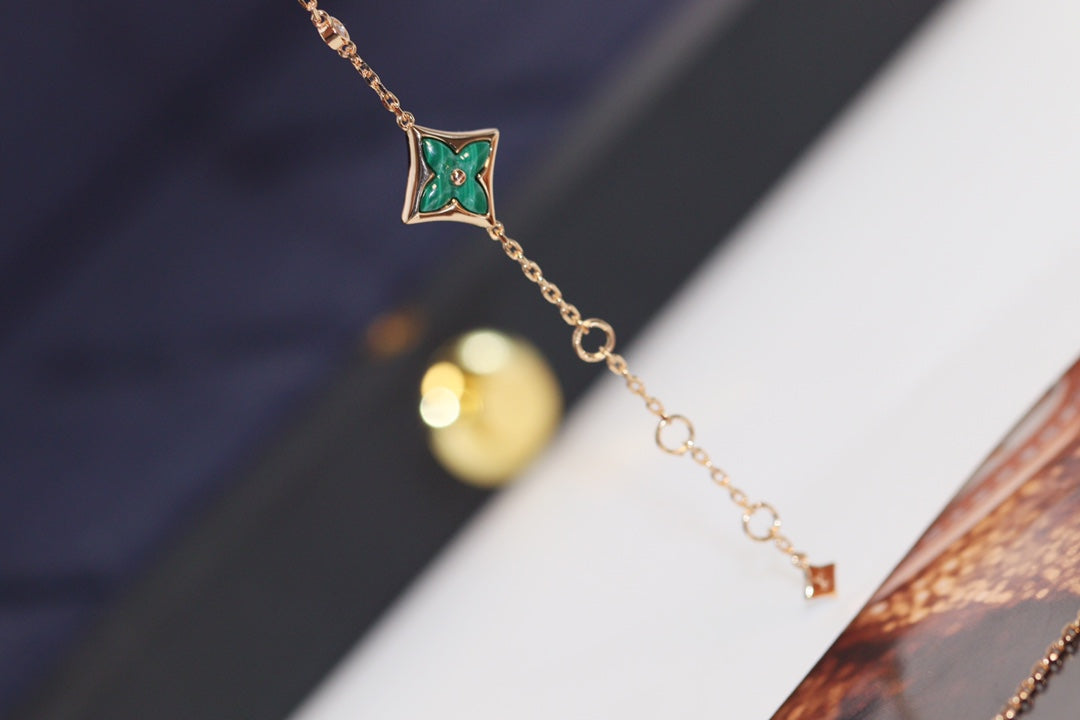 [⭐Corinne]STAR AND SUN 4 MOTIF PINK GOLD MALACHITE BRACELET