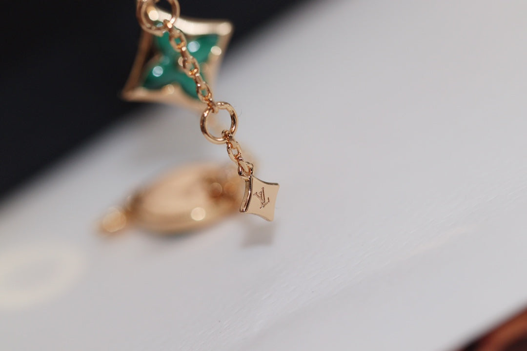 [⭐Corinne]STAR AND SUN 4 MOTIF PINK GOLD MALACHITE BRACELET